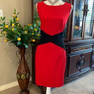 Calvin Klein Red Black Sheath Dress Size 8